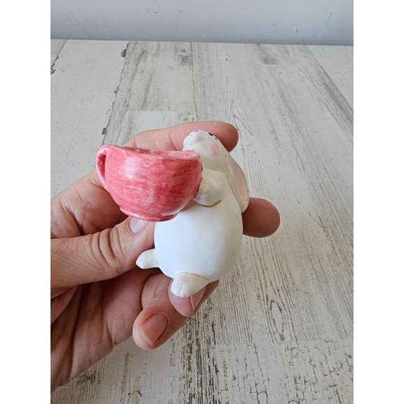 Shabby chic Easter Bunny coffee cup figurine statue decor spring village mini - Picture 2 of 7